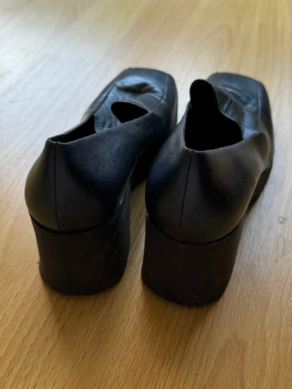 Unisa navy blue leather slip on wedges